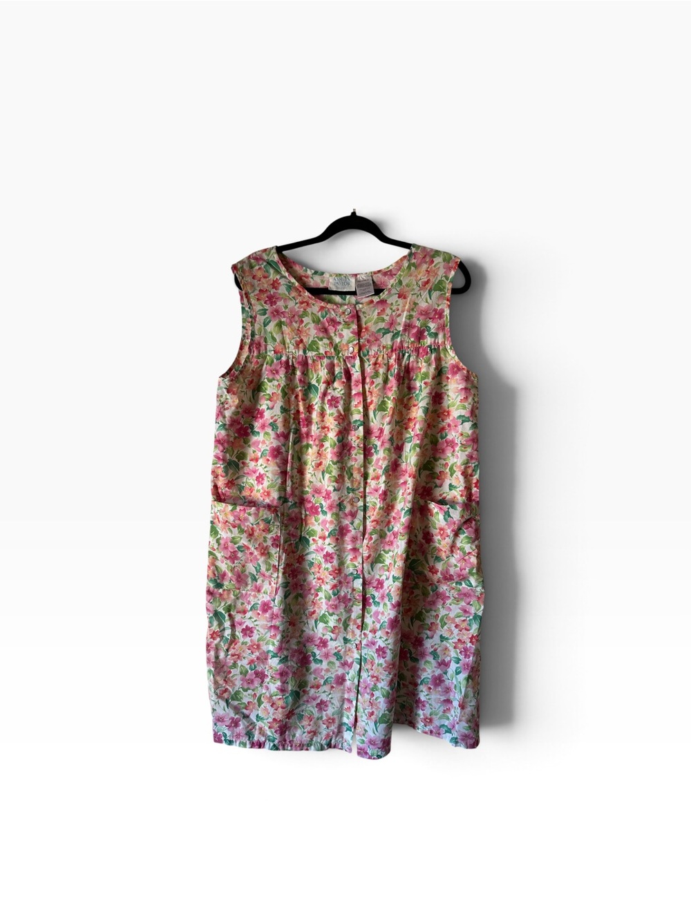 Ashley Taylor Pink and Green Floral Sleeveless sleepwear Duster Housedress